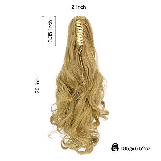 20〞Claw Ponytail Clip in Hair Extensions Hairpiece Synthetic Light Curly Soft Silky Nature Looking Heat-Resisting Different Colors for Women Fashion and Beauty-24/27#